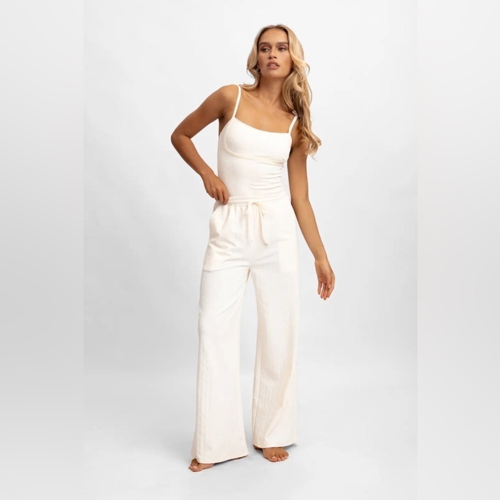 Andie Swim Beach Vacation Linen Blend Pant in Coco Size Medium NWT
